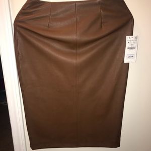 Faux leather pencil skirt